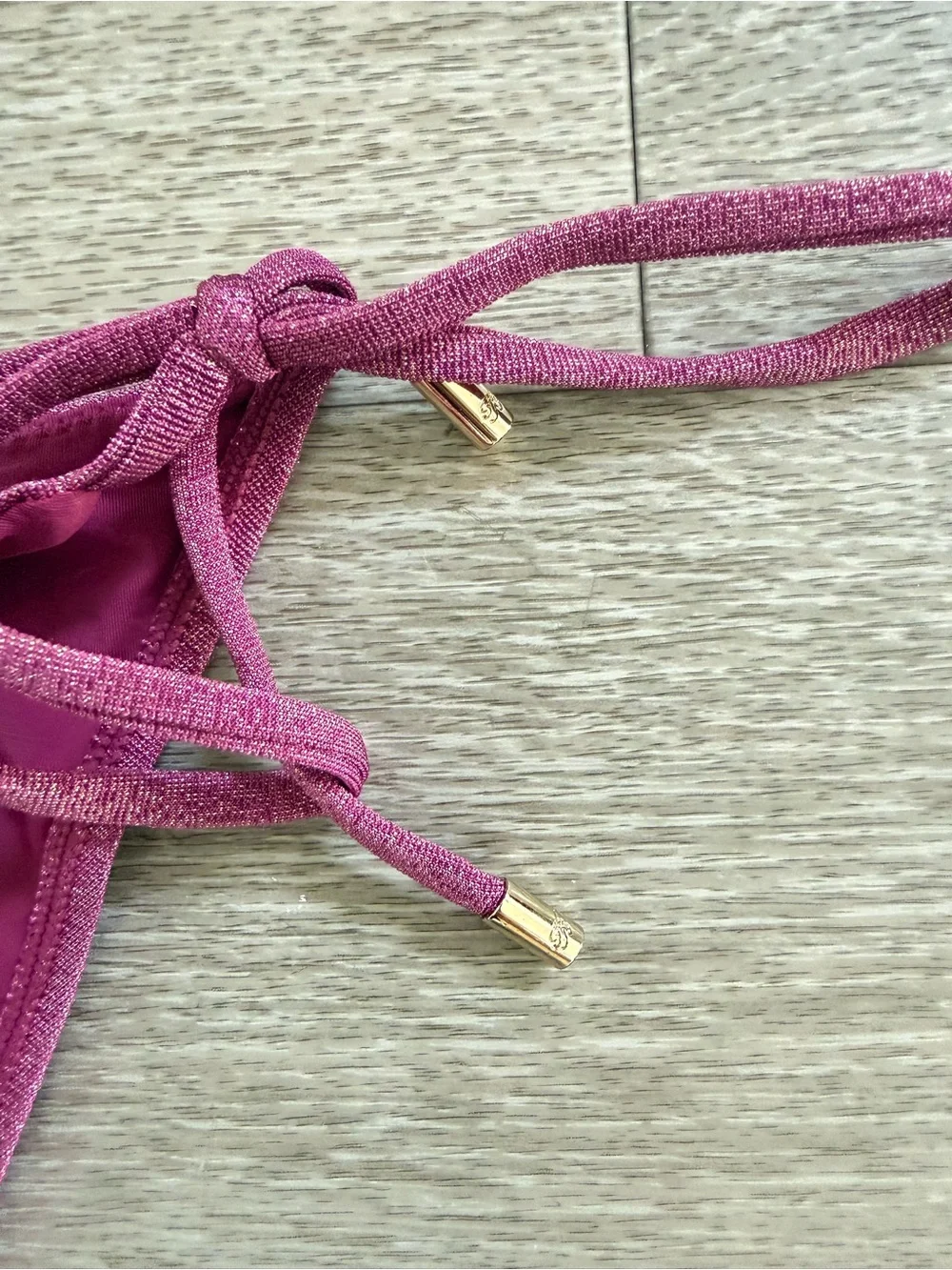 Honey Birdette Metallic Fuchsia Pink Ring Detail Cutout One-Piece Swimsuit S